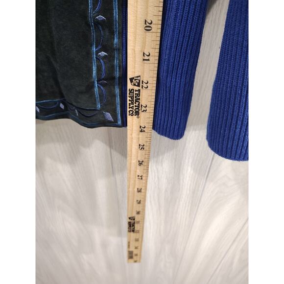 Bob Mackie Wearable Art Leather Sweater Jacket Suede M Full Zip Western Festival - Picture 5 of 6